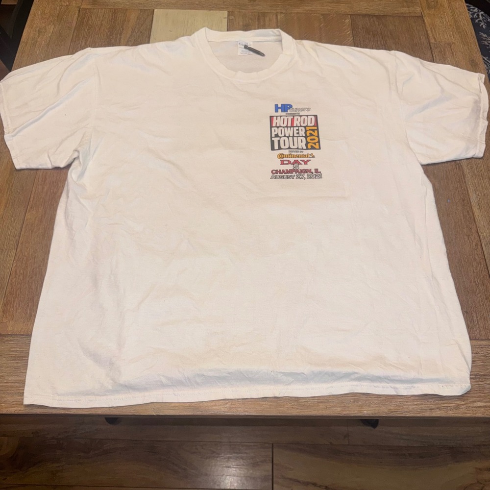 Port & Company T-Shirt Mens 2XL White Good Hot Rod Power Tour 2021 Champaign IL